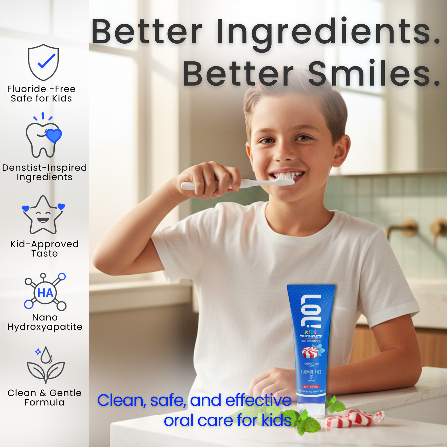 LOL Fluoride Free Toothpaste Kids (Peppermint Candy)