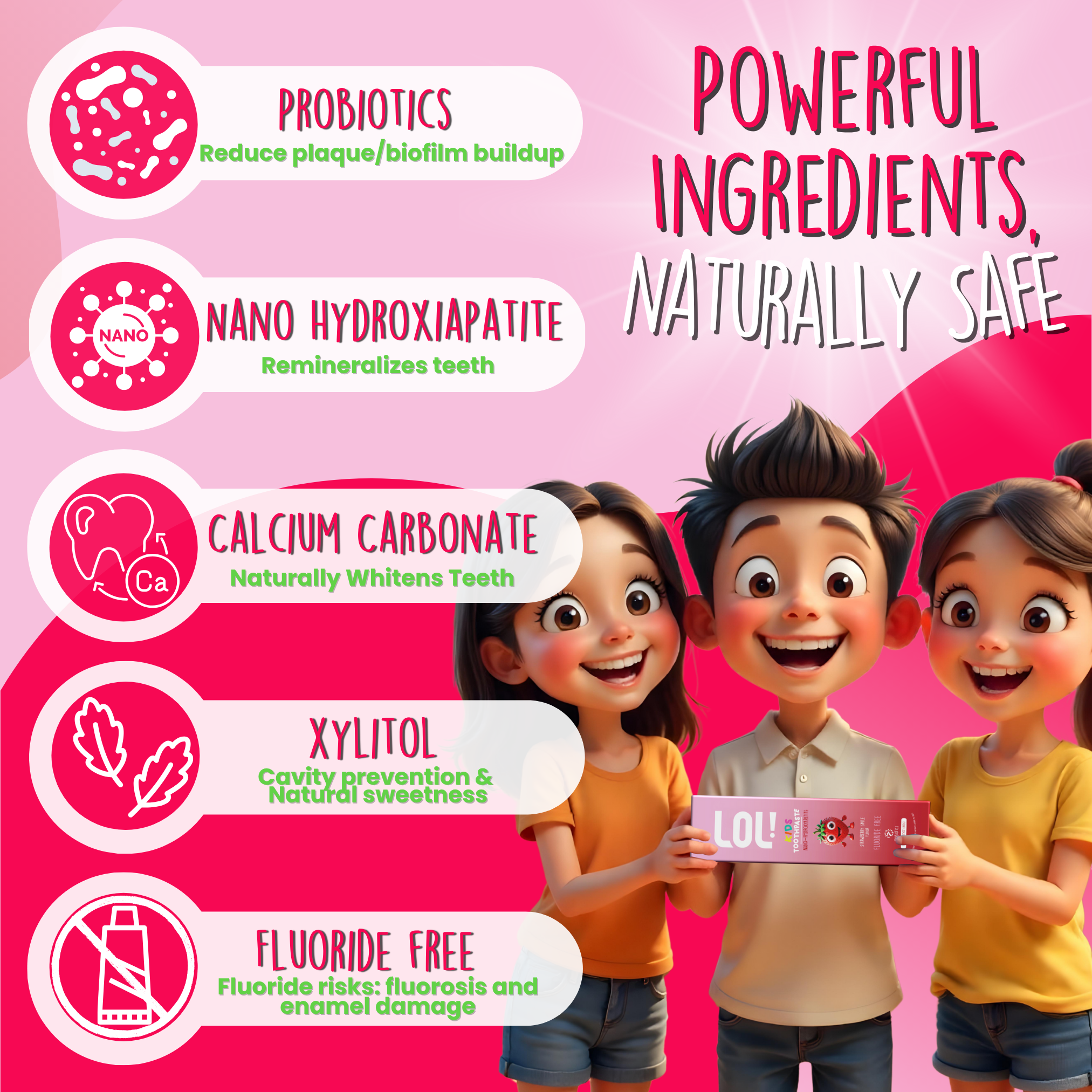 LOL Fluoride Free  Toothpaste Kids (Strawberry)