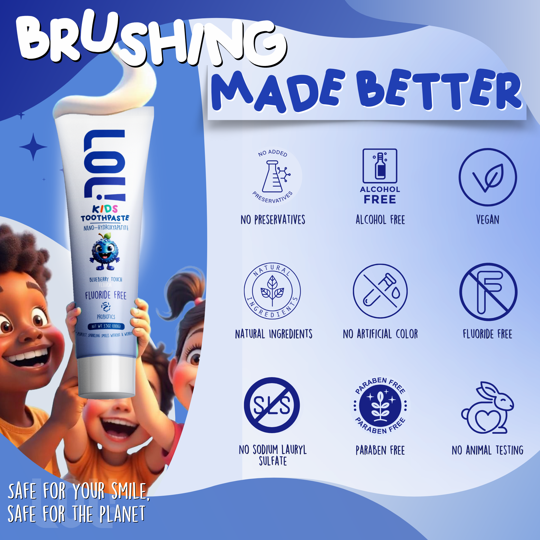 LOL Fluoride Free  Toothpaste Kids (Blueberry)