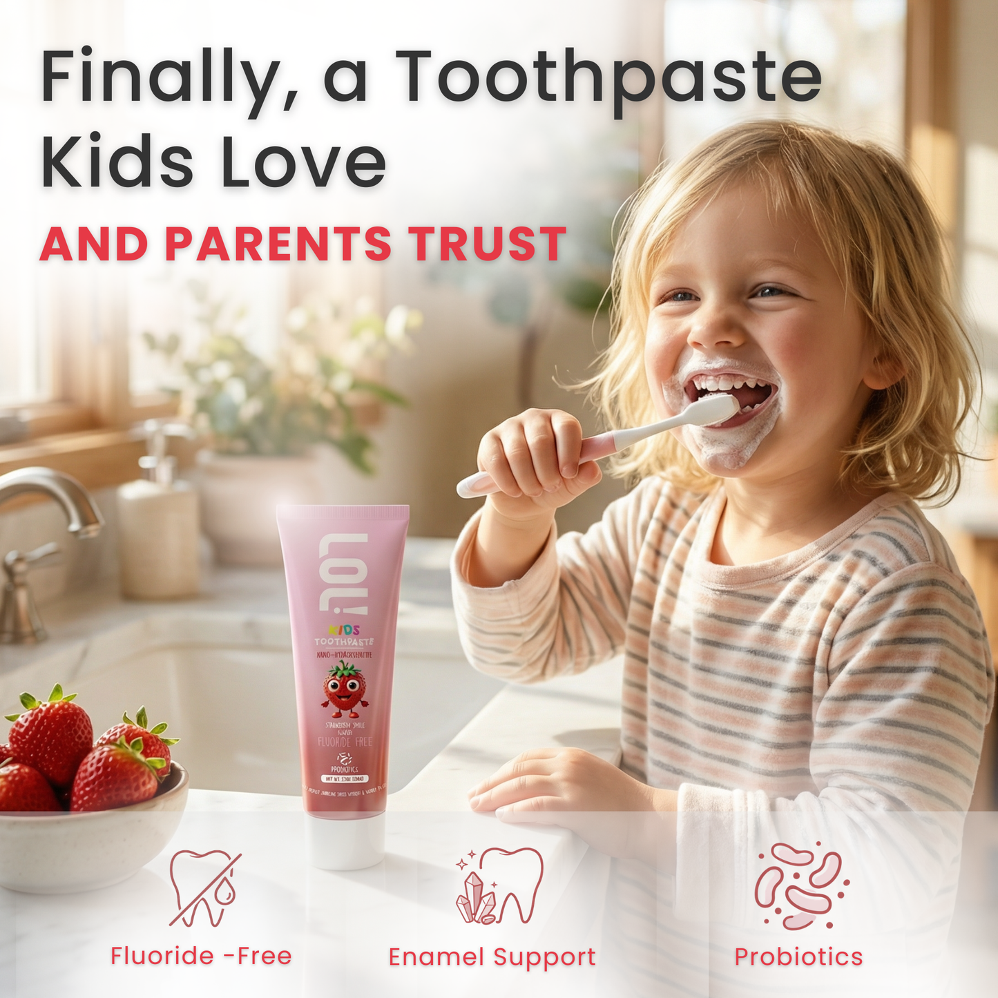 LOL Fluoride Free  Toothpaste Kids (Strawberry)